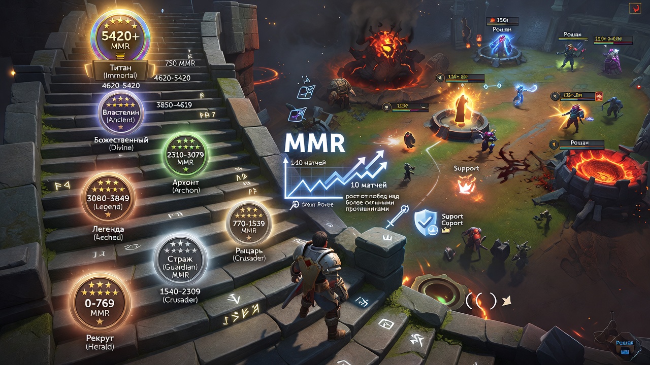 Система рангов в Dota 2: От Рекрута до Титана и сколько ММР для каждого